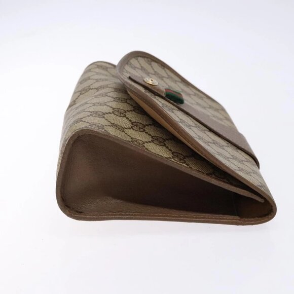 GUCCI GG Supreme Web Sherry Line Clutch Bag PVC Beige Gold 89 01 030 Auth 141030 - Picture 6 of 16